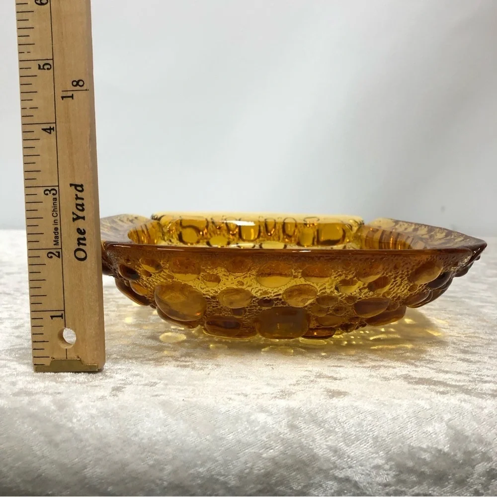 Vintage set of 2 Ashtrays bubble pebble art glass design
